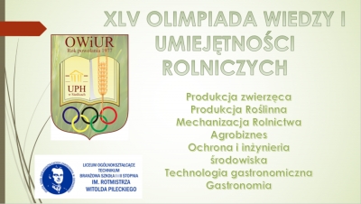 Etap szkolny XLV Olimpiady Wiedzy i Umiejętności Rolniczych