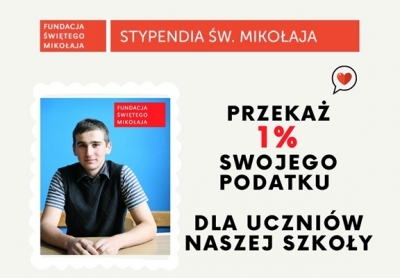 1% na stypendia dla uczni&oacute;w naszej szkoły