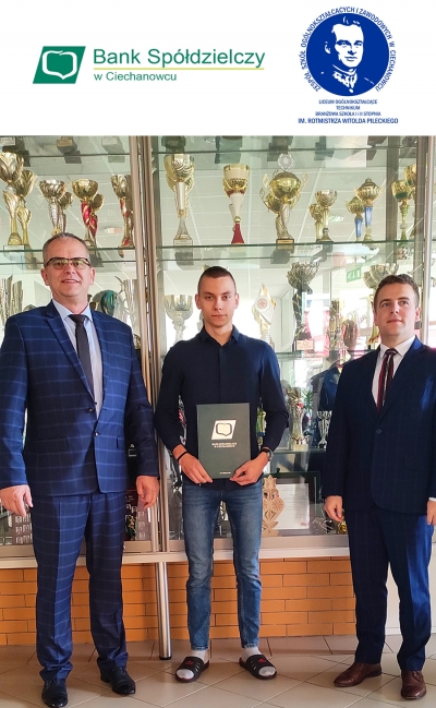 Kolejne stypendium Banku Sp&oacute;łdzielczego w Ciechanowcu przyznane dla naszego ucznia.
